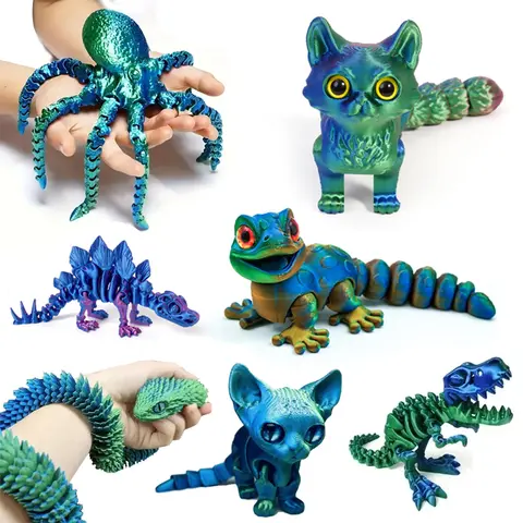 3D Printed Tyrannosaurus Rex Realistic Dinosaur Model Jointed Full Movable Birthday Gift Realistic Animals Decorative Desktop