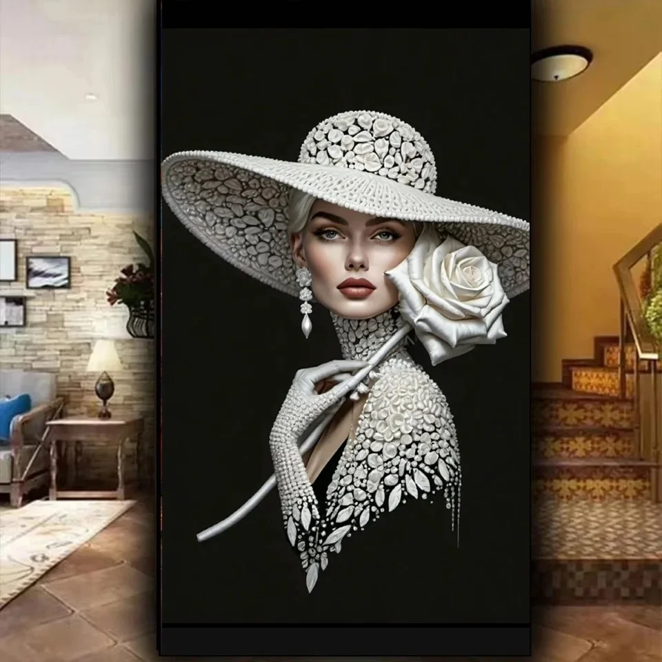 White Hat Rose Woman Diy Diamond Mosaic art Full Square Round Diamond Painting portrait Big Size New 2025 Home Decoration
White Hat Rose Woman Diy Diamond Mosaic art Full Square Round Diamond Painting portrait Big Size New 2025 Home Decoration