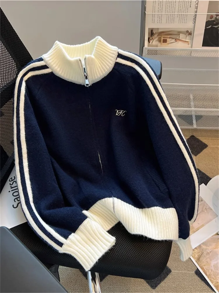 Simple Casual Color Blo Stand Collar Knitwear Women's Loose Outerwear Autumn Design Sense ex Long Sve Zipper Cardigan
Simple Casual Color Blo Stand Collar Knitwear Women's Loose Outerwear Autumn Design Sense ex Long Sve Zipper Cardigan