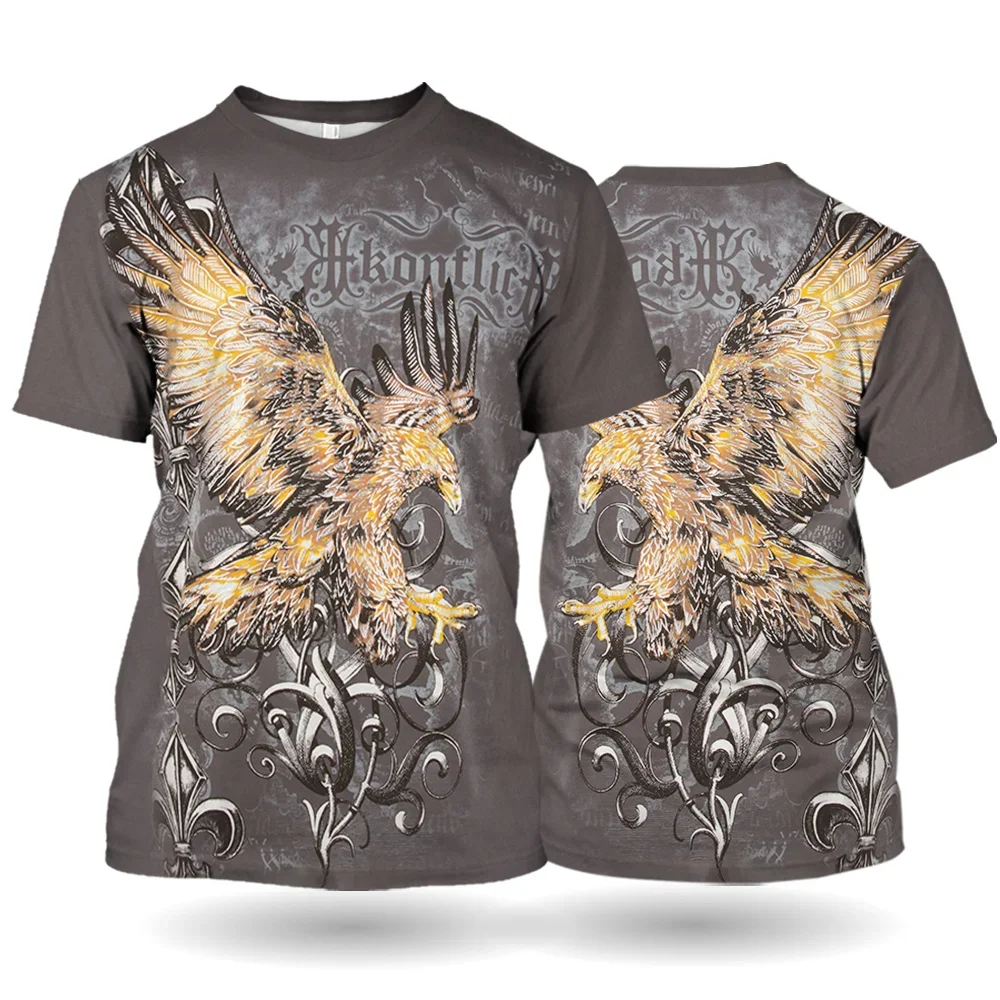 Summer retro men's short sleeved T-shirt 3D Eagle pattern printed streetwear short sleeved Harajuku casual loose T-shirt pullove
Summer retro men's short sleeved T-shirt 3D Eagle pattern printed streetwear short sleeved Harajuku casual loose T-shirt pullove