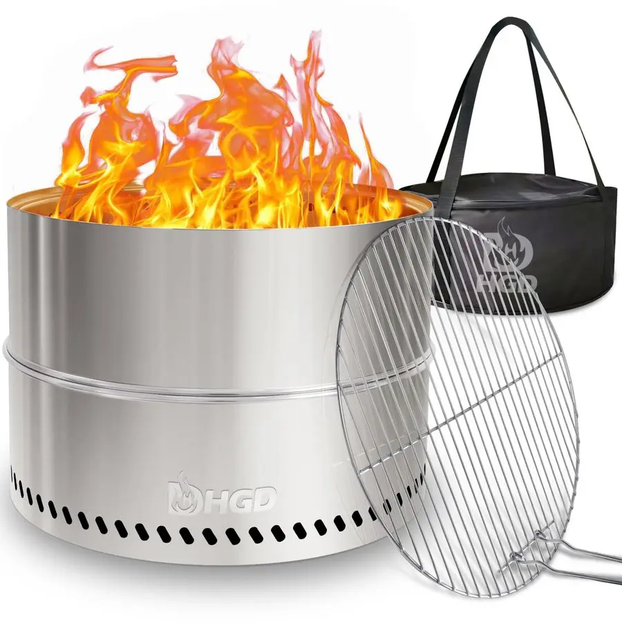 20-дюймовый бездымный очаг с грилем, портативный дровяной очаг для кемпинга и двора, уличный камин из нержавеющей стали
20-дюймовый бездымный очаг с грилем, портативный дровяной очаг для кемпинга и двора, уличный камин из нержавеющей стали