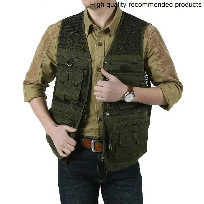 Mens Vests Sleeveless Jacket Brand Cotton Casual Multi Pocket Vest Plus Size S-6XL Travel Journalist Waistcoat Mesh Photography
Mens Vests Sleeveless Jacket Brand Cotton Casual Multi Pocket Vest Plus Size S-6XL Travel Journalist Waistcoat Mesh Photography