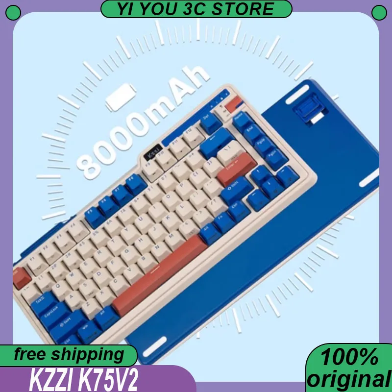 KZZI K75V2 Механическая клавиатура Беспроводная трехрежимная горячая замена 82 клавиши Прокладка 8000 мАч PBT ПК Киберспорт Игровые клавиатуры для ноутбуков 
KZZI K75V2 Механическая клавиатура Беспроводная трехрежимная горячая замена 82 клавиши Прокладка 8000 мАч PBT ПК Киберспорт Игровые клавиатуры для ноутбуков