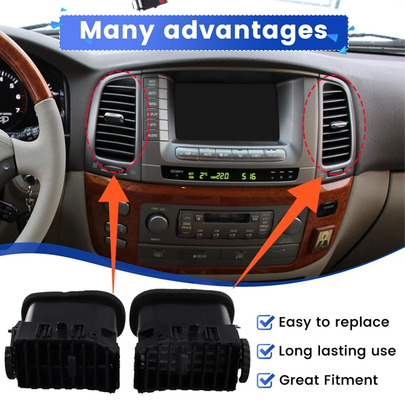 1Pair Dash Air Conditioning Outlet Air Register For Toyota Land Cruiser 1998-2007 Lexus LX470 55670-60070 55670-60130
1Pair Dash Air Conditioning Outlet Air Register For Toyota Land Cruiser 1998-2007 Lexus LX470 55670-60070 55670-60130