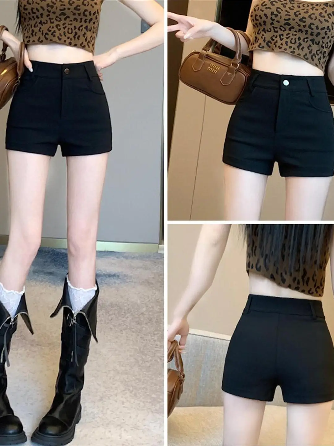 Black High-Waist Slim Fit A-Line Hot Pants Women's Fashionable Elasticity Thinming Short Shorts Straight Leg Casual Pants
Black High-Waist Slim Fit A-Line Hot Pants Women's Fashionable Elasticity Thinming Short Shorts Straight Leg Casual Pants