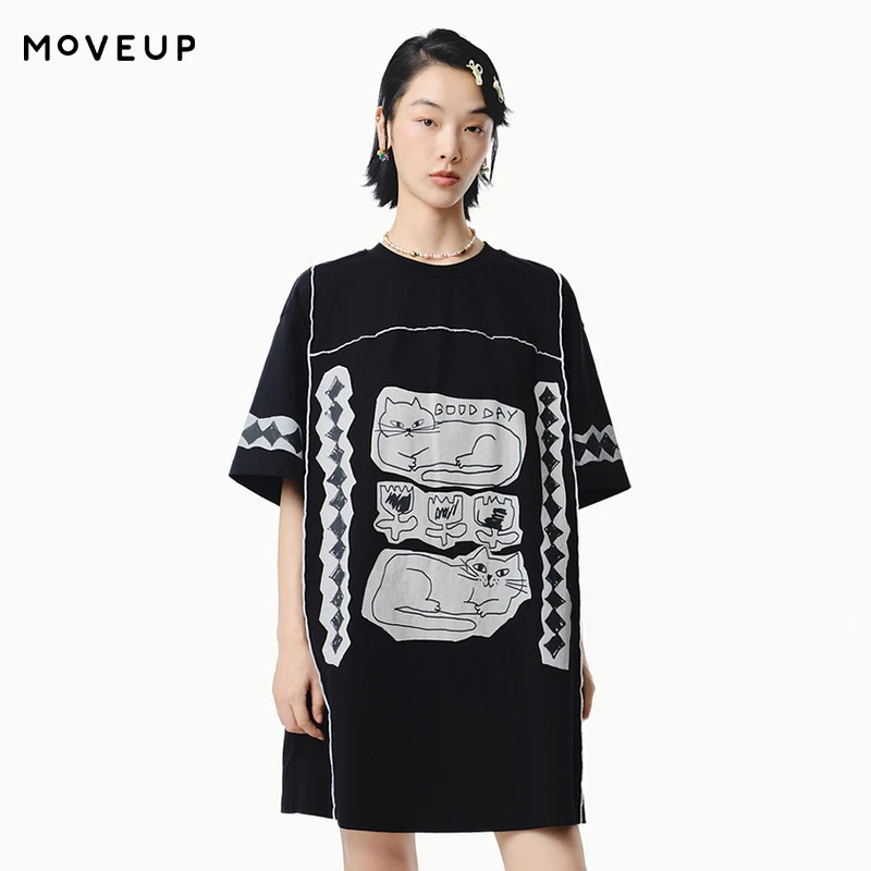MOVEUP Round Neck Short Sleeves T-Shirt 2026 Spring New Pure Cotton Fun Cartoon Print Pleated Design Loose Top Women 325110570
MOVEUP Round Neck Short Sleeves T-Shirt 2026 Spring New Pure Cotton Fun Cartoon Print Pleated Design Loose Top Women 325110570