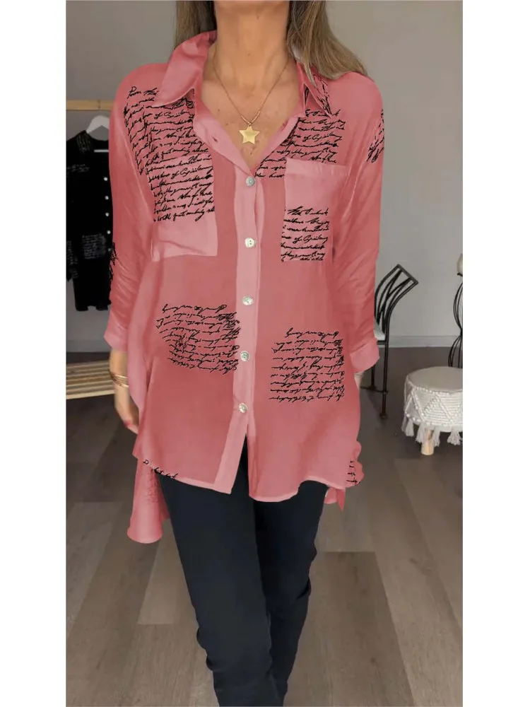 Women Fashion Long Sleeve Button Shirt Tops 2025 Spring Summer Lapel Letter Print Shirts For Women Casual Loose Office Shirts
Women Fashion Long Sleeve Button Shirt Tops 2025 Spring Summer Lapel Letter Print Shirts For Women Casual Loose Office Shirts