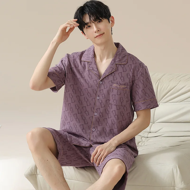 Men's Two-Piece Pajamas Summer New Cotton Men's Pajamas Short-Sleeved Shorts Thin Section Of The Student Teenage Homewear Suit
Men's Two-Piece Pajamas Summer New Cotton Men's Pajamas Short-Sleeved Shorts Thin Section Of The Student Teenage Homewear Suit
