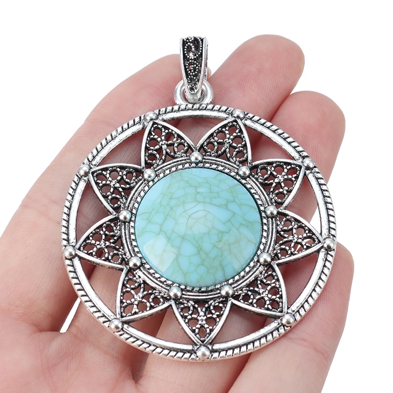 3pcs Silver Bohemian Large Imitation Stone Flower Round Charms Pendants for DIY Necklace Jewelry Making Findings
3pcs Silver Bohemian Large Imitation Stone Flower Round Charms Pendants for DIY Necklace Jewelry Making Findings