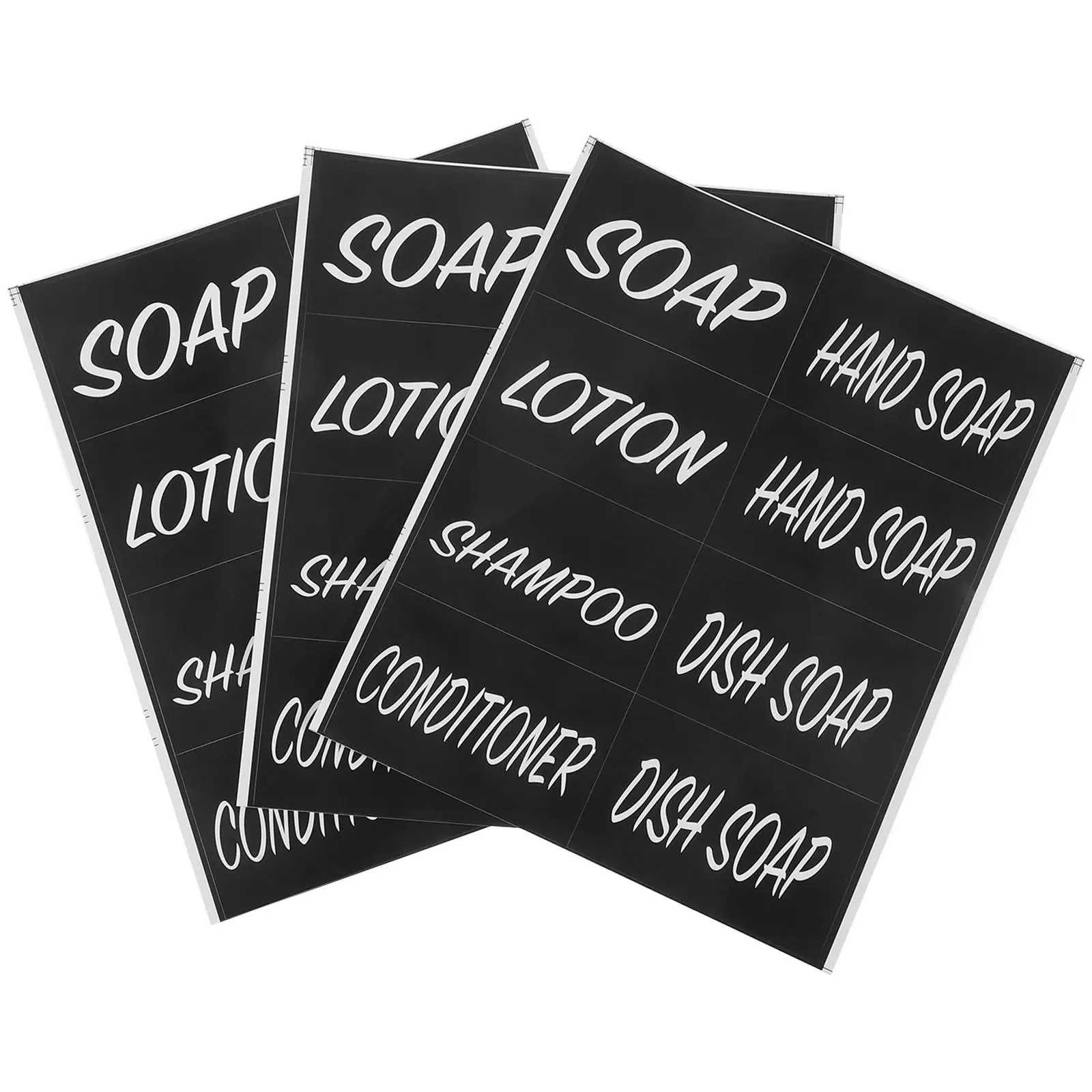 3 Sheets Black PVC Waterproof Dish Soap Labels for Bathroom Easy Peel Stick Dispenser Stickers Shampoo Containers
3 Sheets Black PVC Waterproof Dish Soap Labels for Bathroom Easy Peel Stick Dispenser Stickers Shampoo Containers