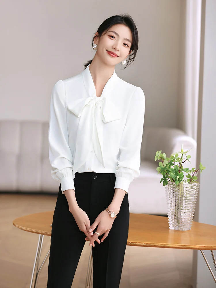 Elegant White Shirt for Women with Knot Loose Fitting Meat Concealing Fashionable Design Sense Professional Atmosphere
Elegant White Shirt for Women with Knot Loose Fitting Meat Concealing Fashionable Design Sense Professional Atmosphere