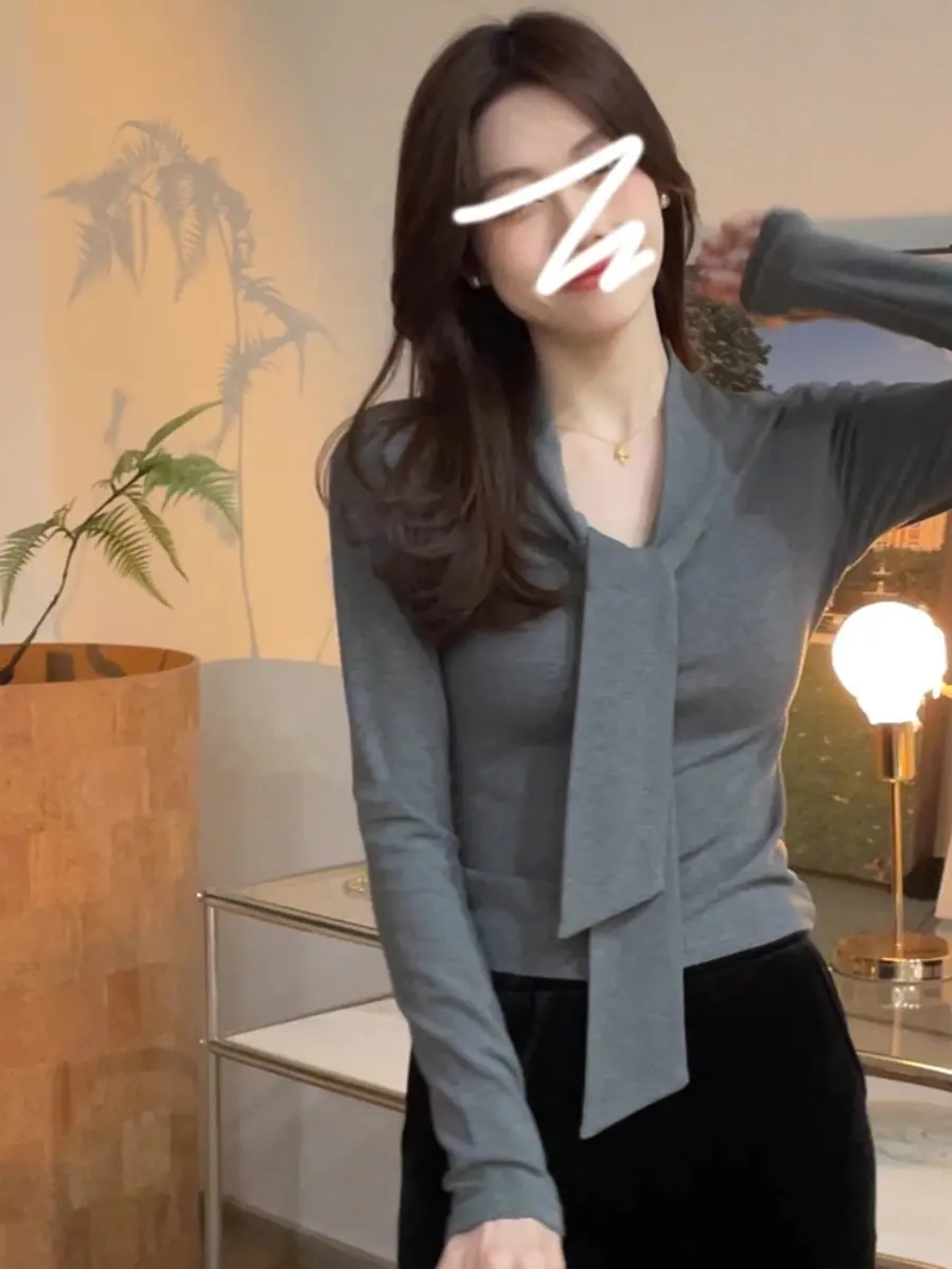 Elegant Grey Knitted Base Shirt Women's Spring Long Sleeve Slimming Top Fashionable Casual Style V-Neck Short Length T-Shirt
Elegant Grey Knitted Base Shirt Women's Spring Long Sleeve Slimming Top Fashionable Casual Style V-Neck Short Length T-Shirt