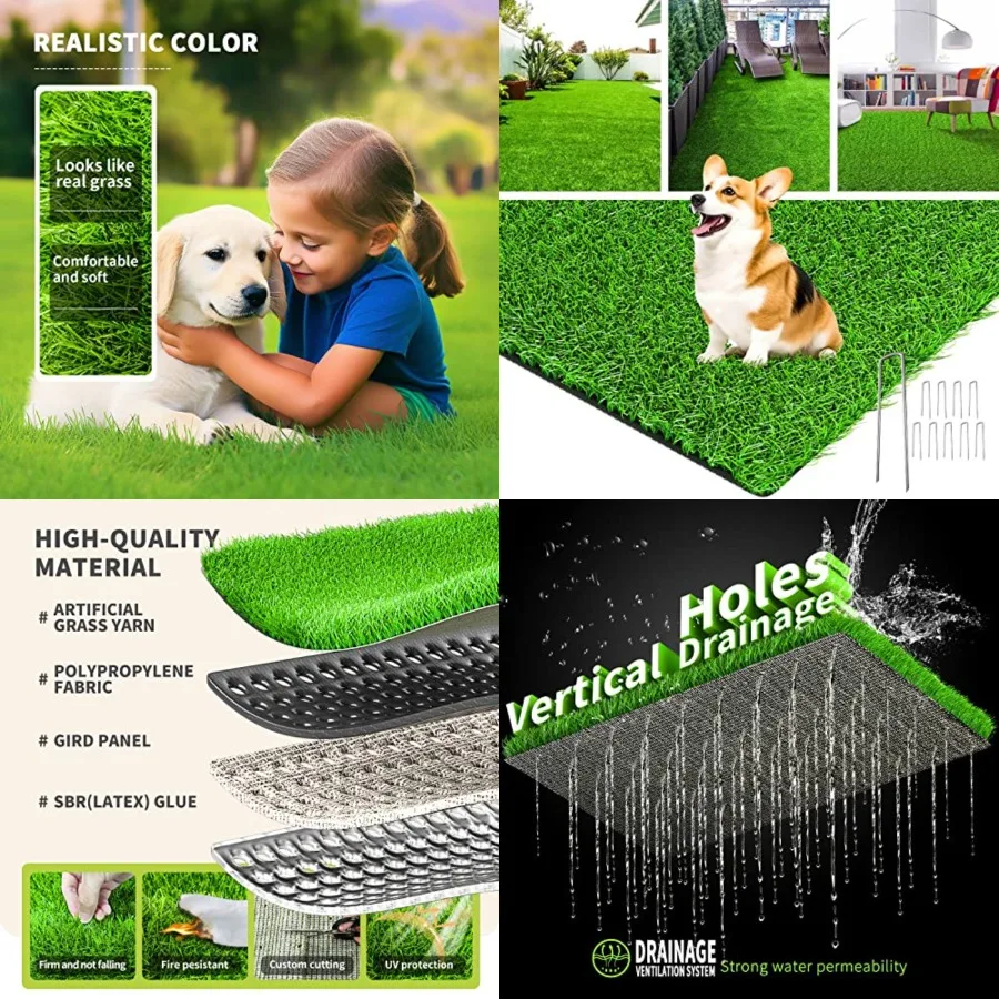 LOOBANI Realistic Artificial Grass Rug Indoor Outdoor, Dog Grass Mat with Drainage Holes and Replacement Artificial Grass Turf,
LOOBANI Realistic Artificial Grass Rug Indoor Outdoor, Dog Grass Mat with Drainage Holes and Replacement Artificial Grass Turf,