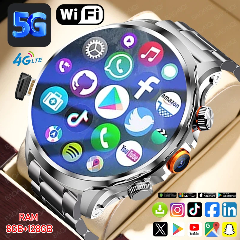 5G/4G Smart Watch Men 1.95 inch HD AMOLED 8GB+128GB RAM 500W Camera WatchSmart GPS WIFI Google APPS Download Smartwatch 1100mah
5G/4G Smart Watch Men 1.95 inch HD AMOLED 8GB+128GB RAM 500W Camera WatchSmart GPS WIFI Google APPS Download Smartwatch 1100mah