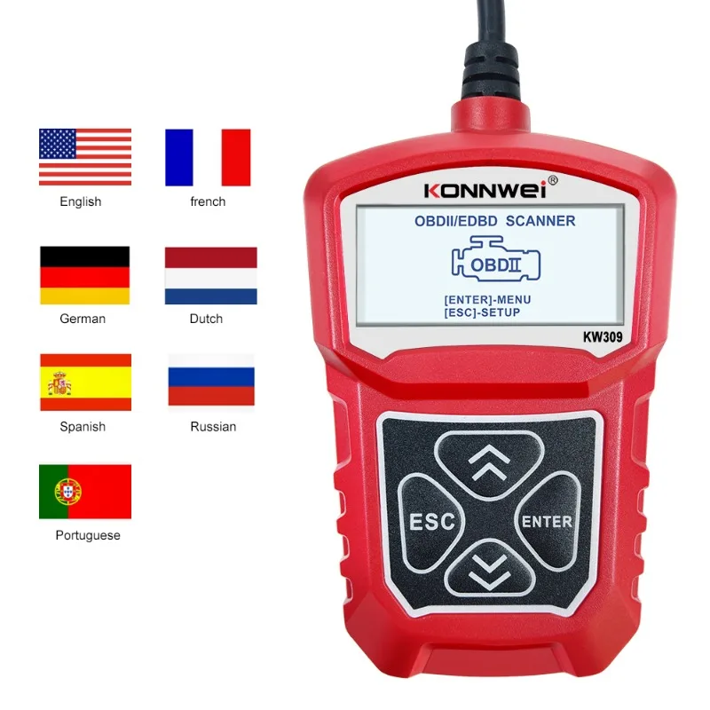 KW309 Professional ELM327 Auto Engine Diagnostic Tool for 12V OBD2 EOBD Car Scan Tools Supports 7 Languages Fault Code Readers
KW309 Professional ELM327 Auto Engine Diagnostic Tool for 12V OBD2 EOBD Car Scan Tools Supports 7 Languages Fault Code Readers
