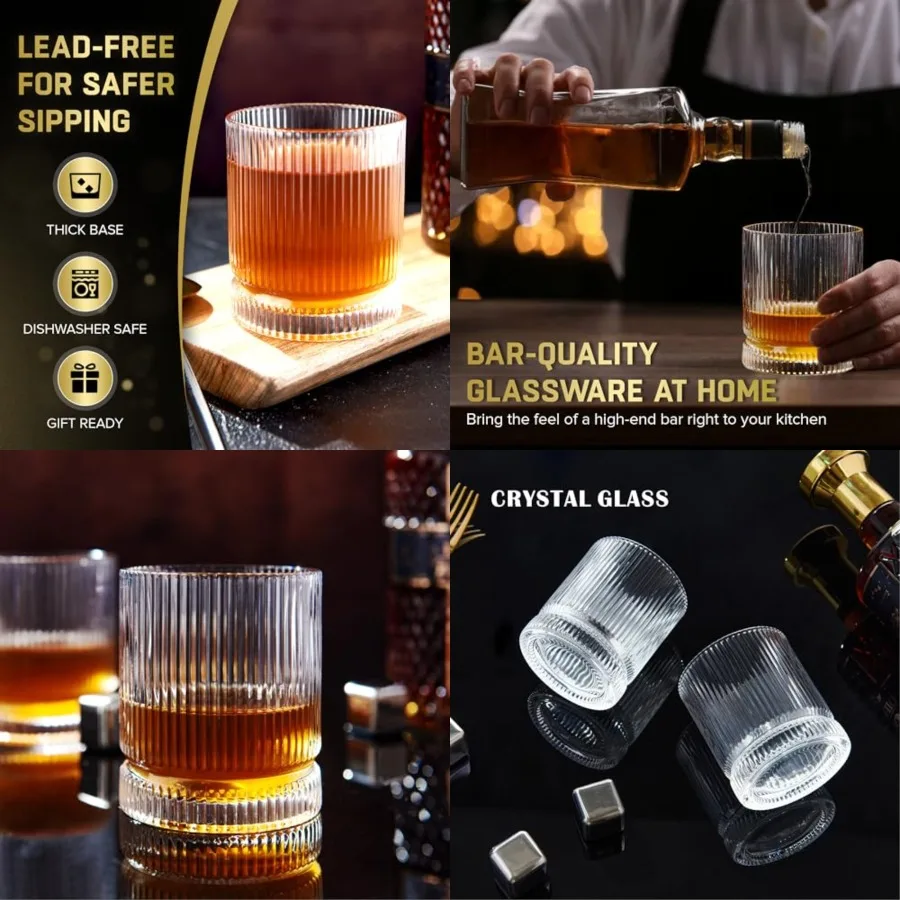 Crystal Old Fashioned Whiskey Glasses Set of 12, 12 Oz Ribbed Bourbon Glass, Ultra-Clarity Double Base Liquor Vodka rocks Cockt
Crystal Old Fashioned Whiskey Glasses Set of 12, 12 Oz Ribbed Bourbon Glass, Ultra-Clarity Double Base Liquor Vodka rocks Cockt