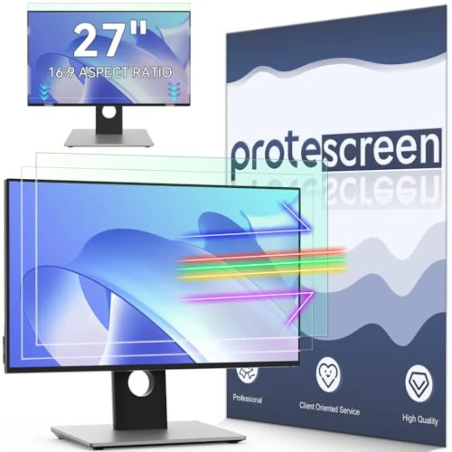Monitor screen protector for 27-inch 16:9 displays, PET material, clear, anti-blue light and UV blocking with anti-glare remova
Monitor screen protector for 27-inch 16:9 displays, PET material, clear, anti-blue light and UV blocking with anti-glare remova