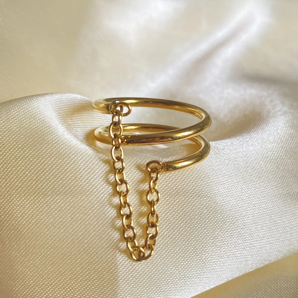 New Ins Personality Titanium Steel Chain Ring Exquisite Gold Index Finger Rings For Women Girls Fashion Aesthetic Jewelry Gift
New Ins Personality Titanium Steel Chain Ring Exquisite Gold Index Finger Rings For Women Girls Fashion Aesthetic Jewelry Gift