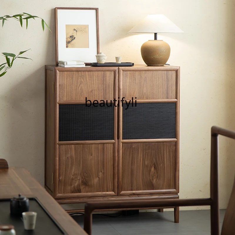 New Chinese black walnut porch solid wood dining side shoe cabinet storage living room locker
New Chinese black walnut porch solid wood dining side shoe cabinet storage living room locker