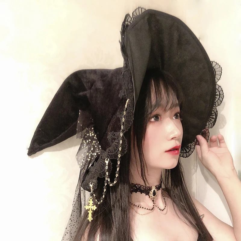 Lolita Witch Hat Gothic Magic Halloween Costume Accessories Props Vintage black Lace Big Bow Cosplay Party Wizard hat Xmas Gifts
Lolita Witch Hat Gothic Magic Halloween Costume Accessories Props Vintage black Lace Big Bow Cosplay Party Wizard hat Xmas Gifts