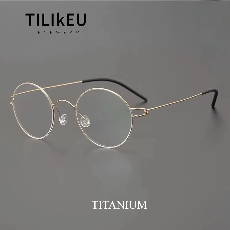Ultra-light Screwless Round Eyeglasses Frame Denmark Brand Titanium Optical Korean Glasses Frames Comfort No Screw for Men Women
Ultra-light Screwless Round Eyeglasses Frame Denmark Brand Titanium Optical Korean Glasses Frames Comfort No Screw for Men Women