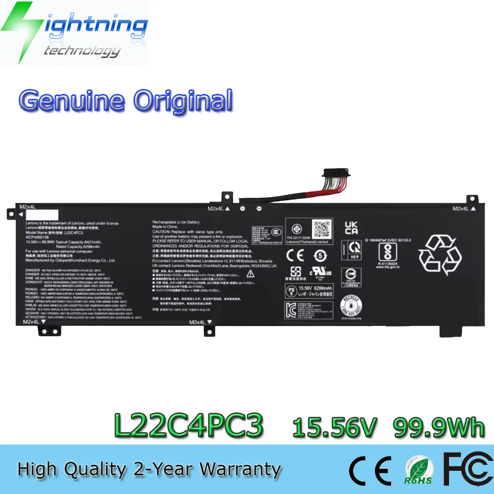 L22D4PC3 L22M4PC3 L22C4PC3 15,56 В 99,9 Втч аккумулятор для ноутбука Lenovo Legion Slim 7 16IRH8 Y9000X 2023
L22D4PC3 L22M4PC3 L22C4PC3 15,56 В 99,9 Втч аккумулятор для ноутбука Lenovo Legion Slim 7 16IRH8 Y9000X 2023