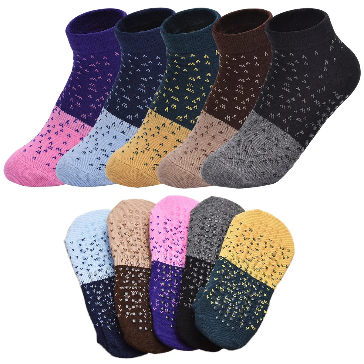 Yoga Socks Color Matching Knitted Cotton Breathable Dance Sports Socks Professional Silicone Non-slip Gym Fitness Pilates Socks
Yoga Socks Color Matching Knitted Cotton Breathable Dance Sports Socks Professional Silicone Non-slip Gym Fitness Pilates Socks