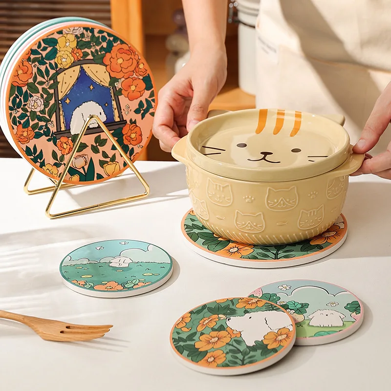 Cartoon Puppy Ceramic Coasters Round Heat Insulation Waterproof Pots and Pans Mat Lovely Thickened Household Non-slip Placemats
Cartoon Puppy Ceramic Coasters Round Heat Insulation Waterproof Pots and Pans Mat Lovely Thickened Household Non-slip Placemats
