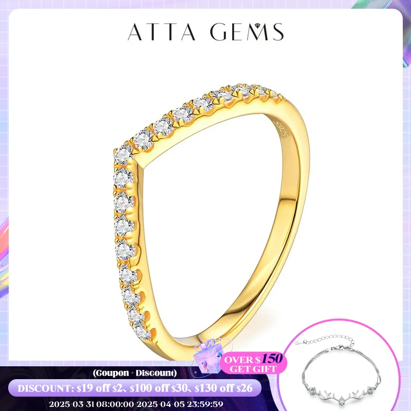 ATTAGEMS Moissanite Diamond 18K Plated Rings Jewelry Moissanite Chevron Shared Prong Set Dainty Wedding Band with 1.5 MM Stones
ATTAGEMS Moissanite Diamond 18K Plated Rings Jewelry Moissanite Chevron Shared Prong Set Dainty Wedding Band with 1.5 MM Stones