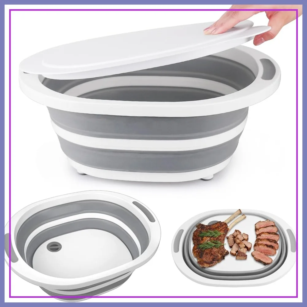 Collapsible Wash Basin 7.5L Folding Dish Tub with Cutting Board & Lid for Camping Kitchen
Collapsible Wash Basin 7.5L Folding Dish Tub with Cutting Board & Lid for Camping Kitchen