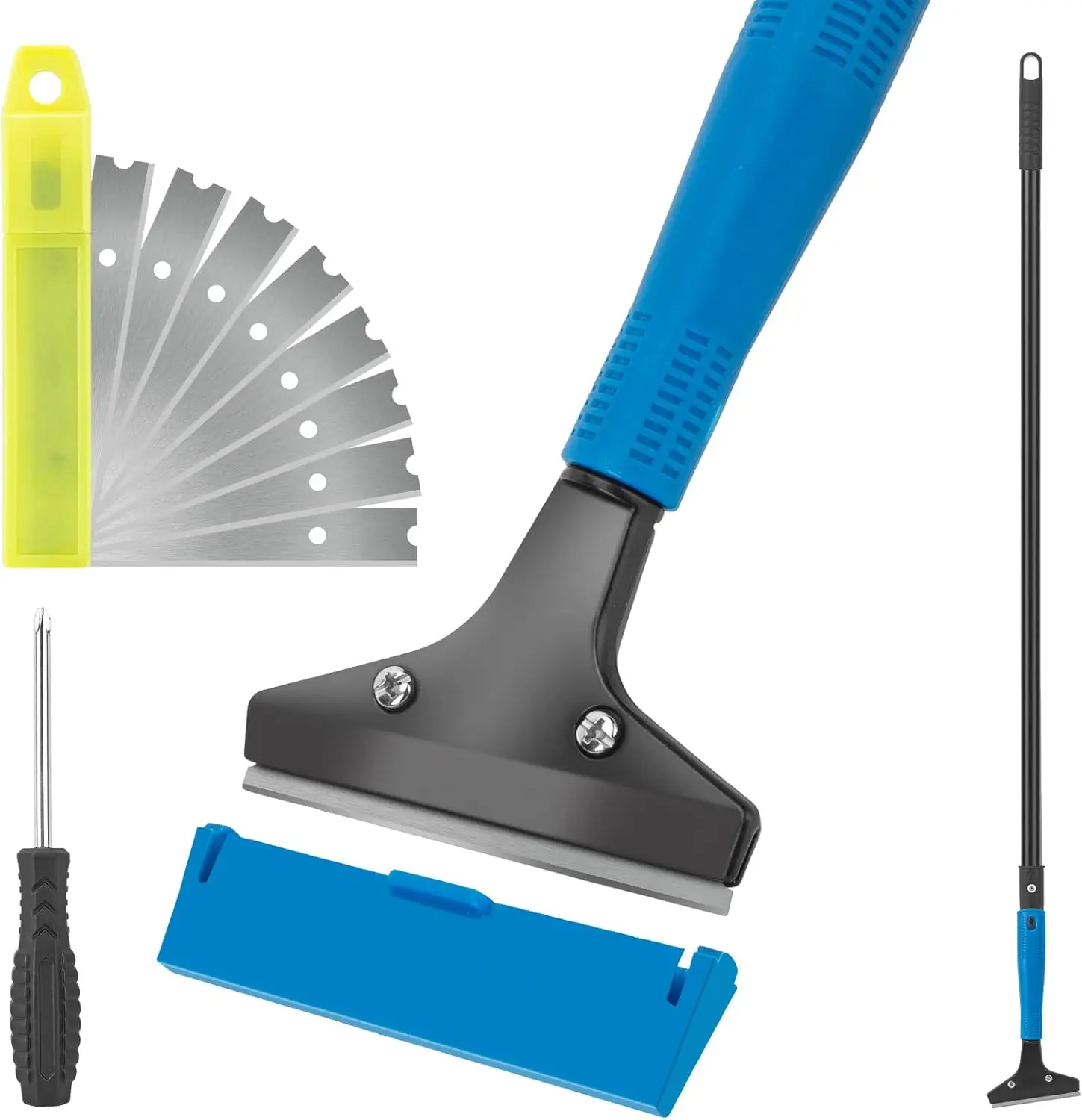 Floor Scraper Heavy Duty, 4" Wide Razor Blade Scraper with 45.7" Long Handle, 10 Extra Blades, for Cleaning Tile Glue Linoleum
Floor Scraper Heavy Duty, 4" Wide Razor Blade Scraper with 45.7" Long Handle, 10 Extra Blades, for Cleaning Tile Glue Linoleum