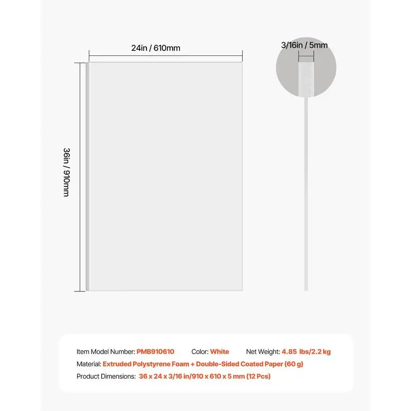 White Poster Sheets 24 x 36 Inch 12 Pack For Presentation Crafts Display, 3/16 Inch Thick Double Sided Foam Core Acid-Free Mo
White Poster Sheets 24 x 36 Inch 12 Pack For Presentation Crafts Display, 3/16 Inch Thick Double Sided Foam Core Acid-Free Mo