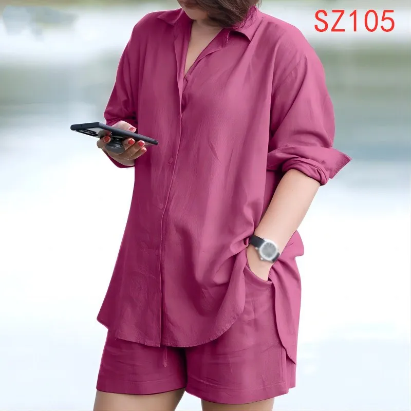 2024 Spring Women's matching set lapel Long sleeve top Loose shorts sportswear casual 2-piece set
2024 Spring Women's matching set lapel Long sleeve top Loose shorts sportswear casual 2-piece set