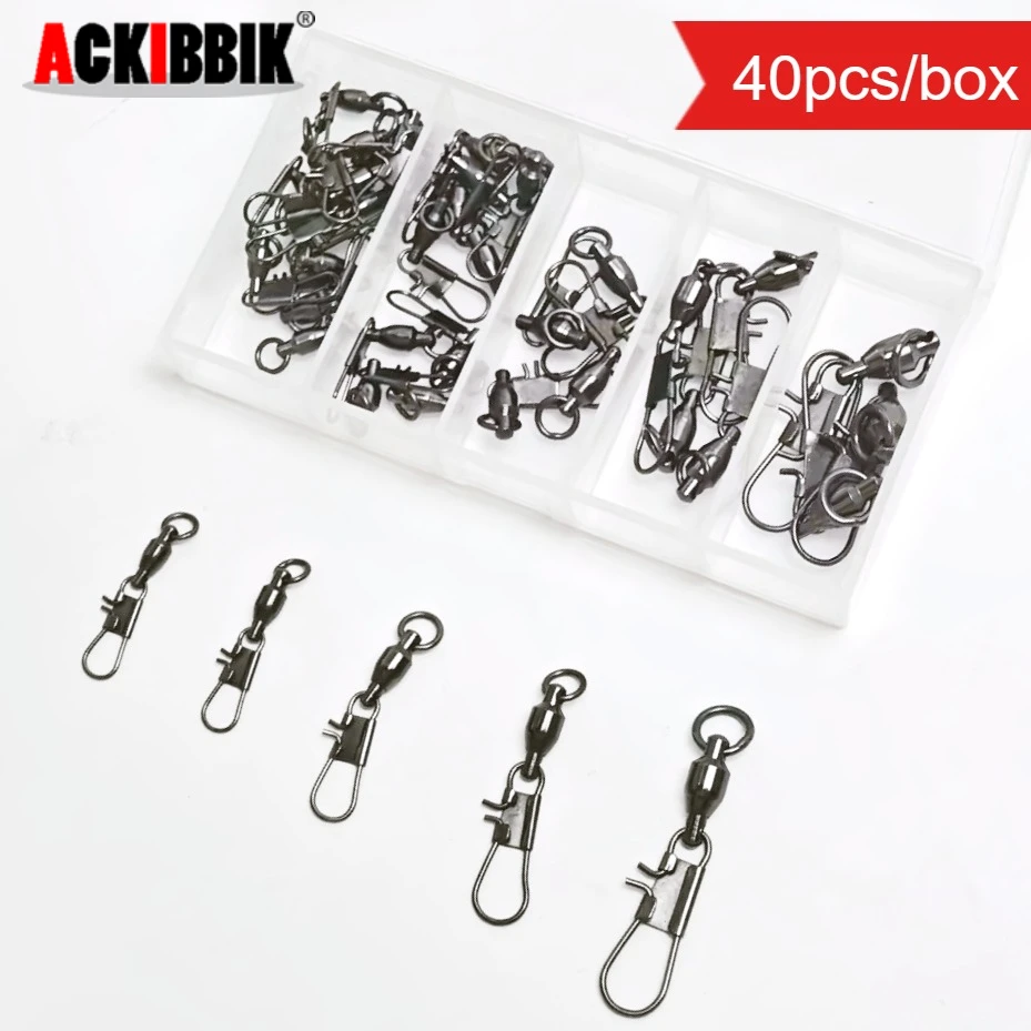 40pcs/box Fishing Swivels Snaps Assorted Sizes Kit with Storage Box High Strength Rust-proof Freshwater Saltwater Fishing Tackle
40pcs/box Fishing Swivels Snaps Assorted Sizes Kit with Storage Box High Strength Rust-proof Freshwater Saltwater Fishing Tackle