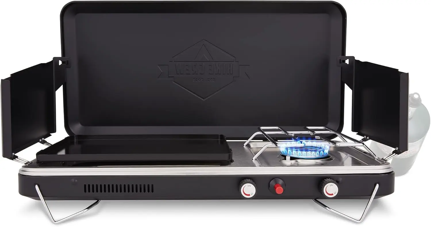 Портативная газовая походная плита 2-в-1 с решеткой, пропановой горелкой, встроенным воспламенителем, складными ножками, ветровыми панелями, нержавеющей сталью
Портативная газовая походная плита 2-в-1 с решеткой, пропановой горелкой, встроенным воспламенителем, складными ножками, ветровыми панелями, нержавеющей сталью