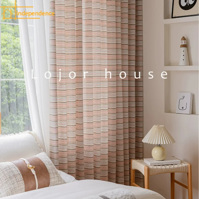 Cotton Pink Horizontal Stripe Girl Lace Curtains for Bedroom Living Room French Window Customized Finished Product
Cotton Pink Horizontal Stripe Girl Lace Curtains for Bedroom Living Room French Window Customized Finished Product