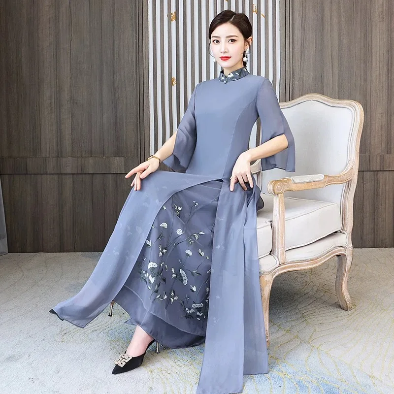 Women Vintage Vietnam Aodai Cheongsam Oriental Flower Printed Banquet Evening Party Dress Costumes
Women Vintage Vietnam Aodai Cheongsam Oriental Flower Printed Banquet Evening Party Dress Costumes