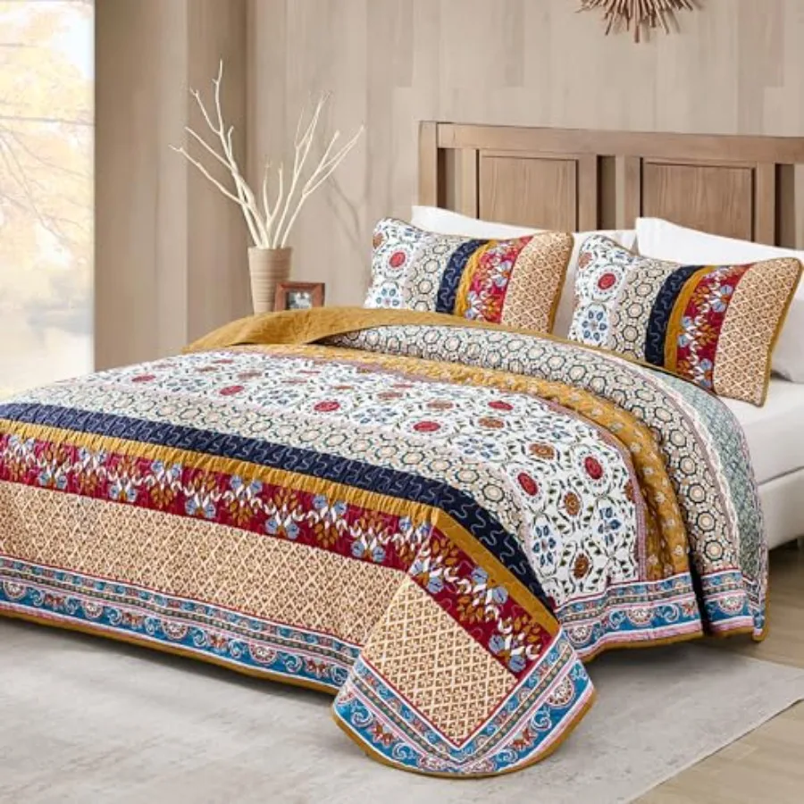 Boho Quilt Set Size, Fall Orange Patchwork Bedspreads Bedding Set, Lightweight Bohemia Farmhouse Coverlet Set 96x90 Inch
Boho Quilt Set Size, Fall Orange Patchwork Bedspreads Bedding Set, Lightweight Bohemia Farmhouse Coverlet Set 96x90 Inch