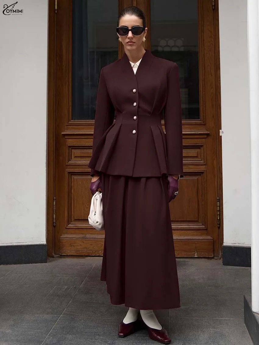 Oymimi Fashion Wine Red Woman 2 Piece Set Outfit Elegant V-Neck Long Sleeve Button Pleated Shirts And Ankle-Length Skirts Sets
Oymimi Fashion Wine Red Woman 2 Piece Set Outfit Elegant V-Neck Long Sleeve Button Pleated Shirts And Ankle-Length Skirts Sets
