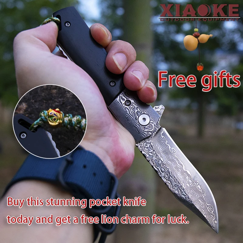 Professional Damascus Steel Folding Pocket Knife for Outdoor Camping Hunting, EDC with Ebony Wood Handle, Portable & Collector's
Professional Damascus Steel Folding Pocket Knife for Outdoor Camping Hunting, EDC with Ebony Wood Handle, Portable & Collector's