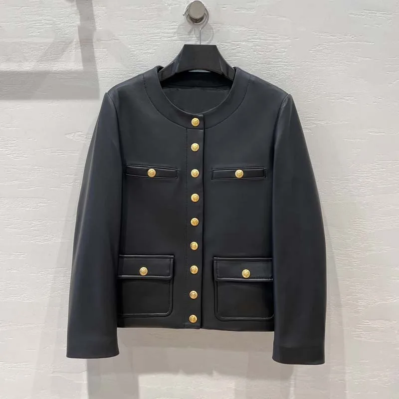 High Quality Real Sheepskin Coat Spring Women New Arrival Pocket Decoration Short Length O-Neck Collar Single Breasted
High Quality Real Sheepskin Coat Spring Women New Arrival Pocket Decoration Short Length O-Neck Collar Single Breasted