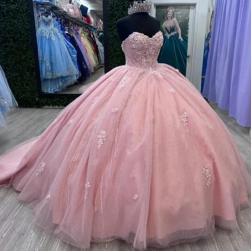 Customized Pink Quinceanera Dresses Ball Gown Off Shoulder Appliques Lace Beaing Tull Pearl 16 Dress Vestidos De 15 Años XV
Customized Pink Quinceanera Dresses Ball Gown Off Shoulder Appliques Lace Beaing Tull Pearl 16 Dress Vestidos De 15 Años XV