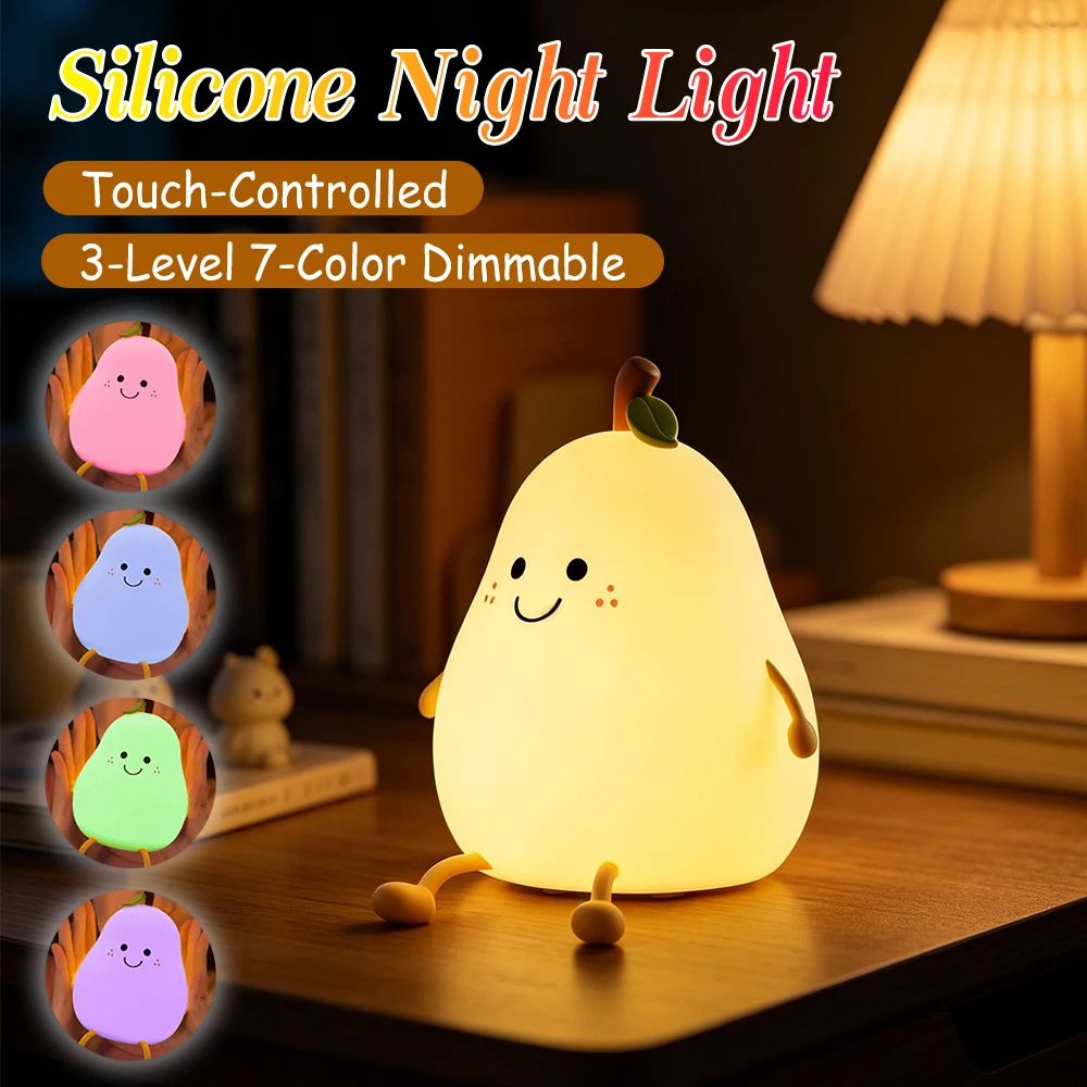 Creative Cute LED Pear Night Light USB Rechargeable Dimming Touch Silicone Table Lamp Bedroom Decoration Couple Gift Boby Light
Creative Cute LED Pear Night Light USB Rechargeable Dimming Touch Silicone Table Lamp Bedroom Decoration Couple Gift Boby Light