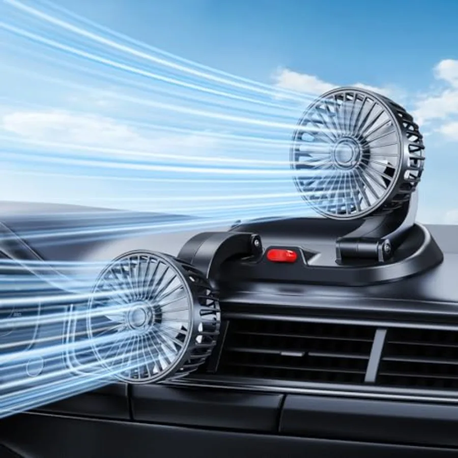 USB Fan For Car, Dual-Head Front Seat Cooling Fan, Powerful Airflow, 360° Rotation, 5V/12V/24V Cigarette Lighter Plug, Fits RV,
USB Fan For Car, Dual-Head Front Seat Cooling Fan, Powerful Airflow, 360° Rotation, 5V/12V/24V Cigarette Lighter Plug, Fits RV,