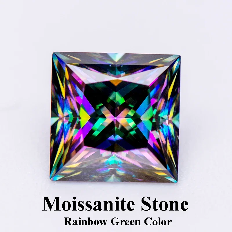 Moissanite Stone Princess Cut Rainbow Green Color Lab Grown Diamond for Charms DIY Jewelry Making Materials with GRA Certificate
Moissanite Stone Princess Cut Rainbow Green Color Lab Grown Diamond for Charms DIY Jewelry Making Materials with GRA Certificate