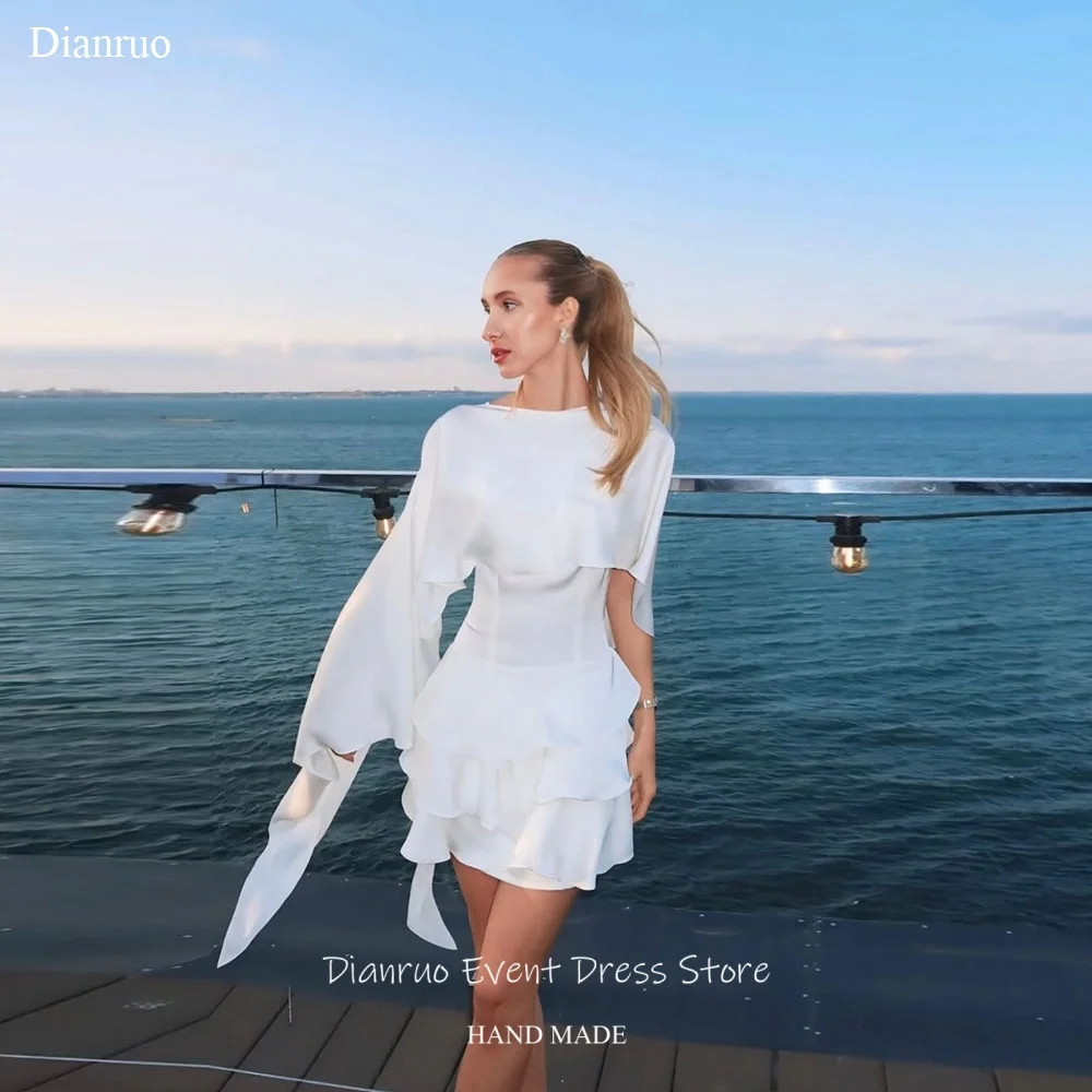 Dianruo Minimalist Satin Cape Sleeve Wedding Dress A Line Tiered Ruffled платье на выпускной Mini Dress Party Dresses Customized
Dianruo Minimalist Satin Cape Sleeve Wedding Dress A Line Tiered Ruffled платье на выпускной Mini Dress Party Dresses Customized