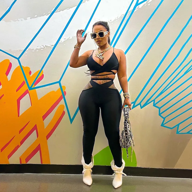 Women Solid Tracksuits Sexy 2 Piece Set Cross Lace Up Camisole Crop Top + Hollow Out Skinny Pants Casual Sporty Suits Streetwear
Women Solid Tracksuits Sexy 2 Piece Set Cross Lace Up Camisole Crop Top + Hollow Out Skinny Pants Casual Sporty Suits Streetwear
