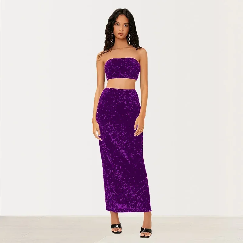 Spring And Summer Women's Clothing New Suit Sequined Backless Suit Skirt Tube Top Small Fragrant Style Suit Fashionable Two-piec
Spring And Summer Women's Clothing New Suit Sequined Backless Suit Skirt Tube Top Small Fragrant Style Suit Fashionable Two-piec
