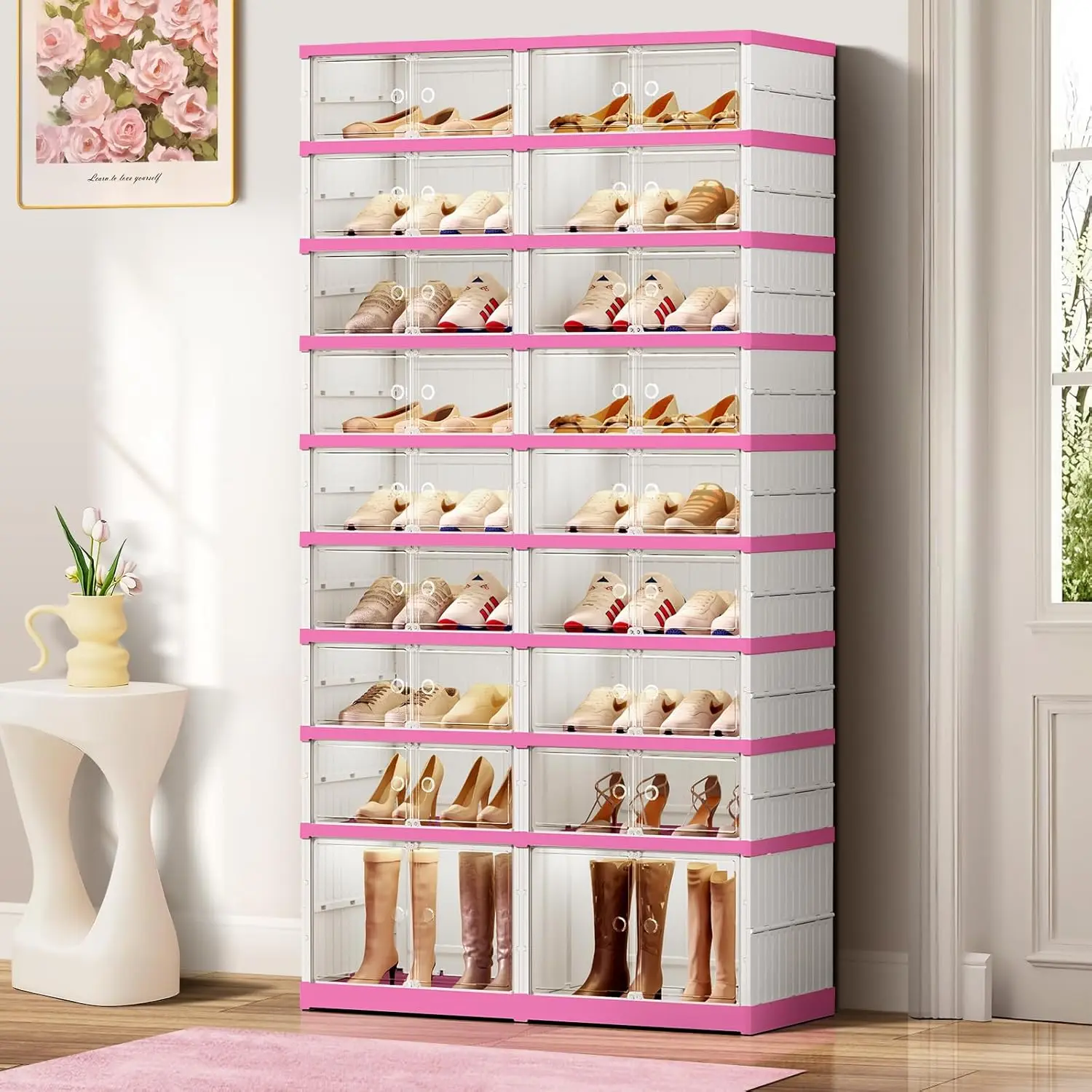 9-Tier Foldable Shoe Rack Organizer for Closet,36 Pairs Collapsible Plastic Shoe Shelf,Large Shoes Cabinet with Door,Cl
9-Tier Foldable Shoe Rack Organizer for Closet,36 Pairs Collapsible Plastic Shoe Shelf,Large Shoes Cabinet with Door,Cl
