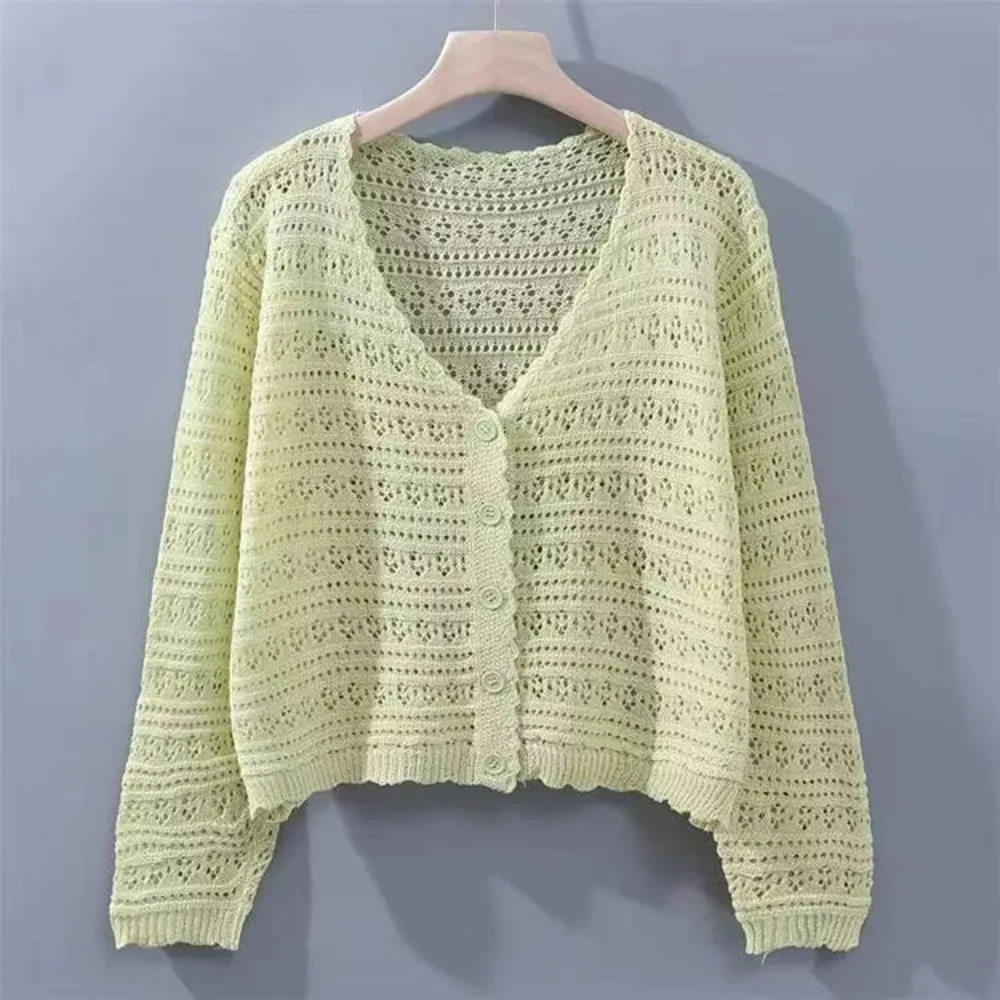 New Hollow Out Knitted Cardigan Thin V-Neck Sun-Proof Tops Long Sleeve Casual Outwear Women
New Hollow Out Knitted Cardigan Thin V-Neck Sun-Proof Tops Long Sleeve Casual Outwear Women